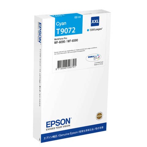 Cartuccia inkjet altissima resa ink pigmentato T9072 Epson ciano C13T907240